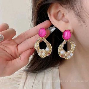 Korean Pink Stone Floral Danglers 🫶