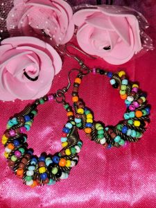 Boho Silver &amp; Black Drop Earrings