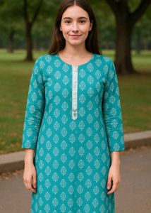 Blue Floral Print Kurti
