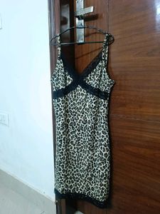 Leopard Print lace neck Mini Dress
