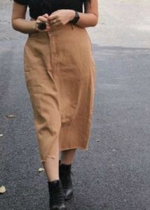 Sassafras Solid Women Wrap Around Beige Skirt