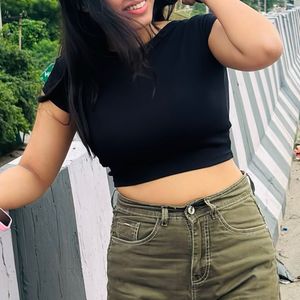 Classic Black Backless Crop Top