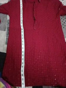 Maroon Embroidered Kurta