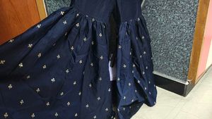 Embroidered Navy Sharara Dress
