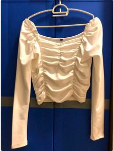 white pretty crop top for women