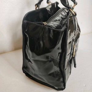 Og Texto Patent Leather Hand Bag
