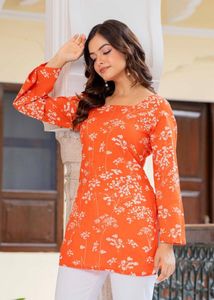 Orange Floral Print Tunic top