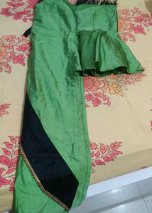 Green &amp; Black One Shoulder Party Top