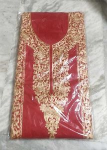 Red Embroidered Suit With Shawl