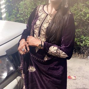 Elegant Purple Embroidered Suit Set