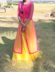 Versatile 2-in-1 Lehenga Set – Pink, Yellow Color