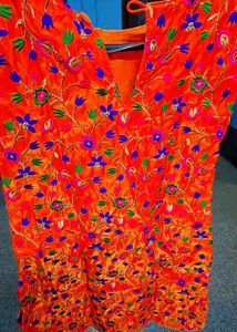 Floral Embroidered Orange Top