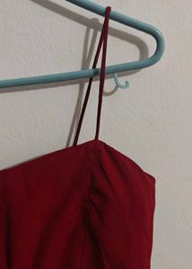 Chic Red Crop Tie Back Top
