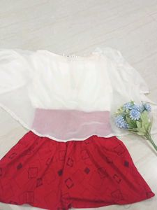 Red &amp; White Casual Top