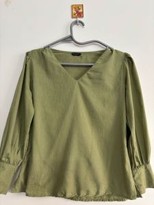 Style Quotient Olive Green Blouson Casual Top