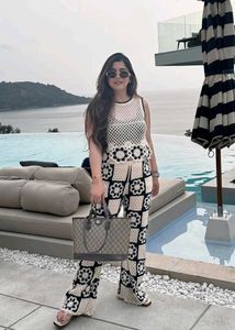 Black And White Croshet co-ord Set