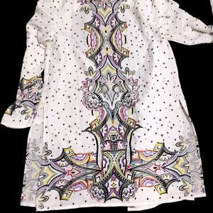 Patterned White Tunic Top