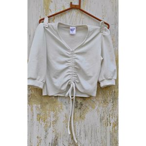 ILLI LONDON Casual Half Sleeve Solid Women White