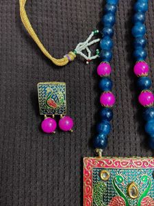 Beautiful Pink Blue Jewellery Set