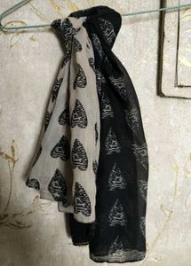 Heart Printed Black And White Stole