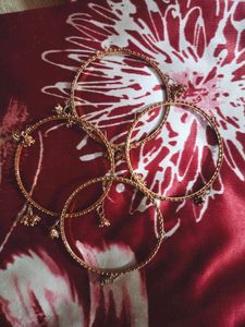 Gold Beaded Bangle Set Of 4