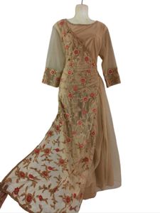 ✨ Elegant Beige Embroidered Dress – Limited Stock!