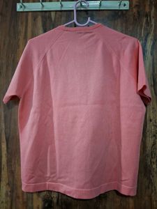 Peach Textured Knit Tee