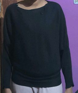 Black Dolman Sleeve Knit Top