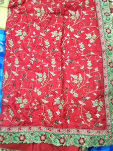 Red Embroidered Saree
