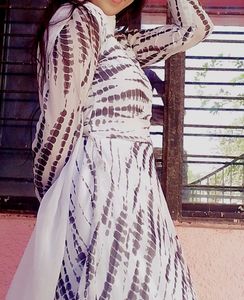 Black &amp; White Anarkali Suit