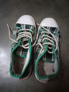 Green Plaid Canvas Sneakers