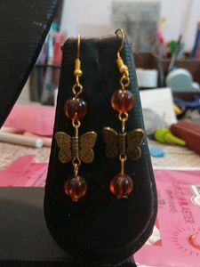 Amber Beaded Butterfly Necklace &amp; Earring Set