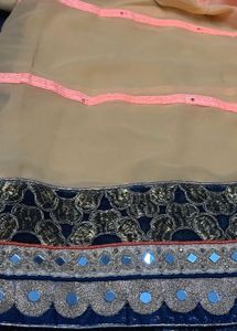 Beautifully Contrasted Saree with Delicate Mirror