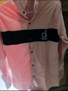 Men Pink, White Printed Polycotton Unstitched Shirt Material (Free Size) Lycra Shirt Only Use 5 Times