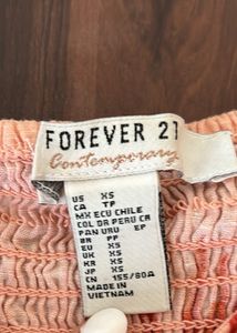 Forever21 Coral Leaves Crop Top
