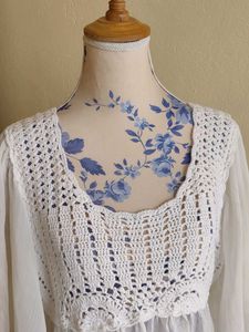 White Crochet Detail Top