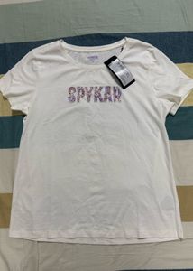Spykar White Graphic Print Tee