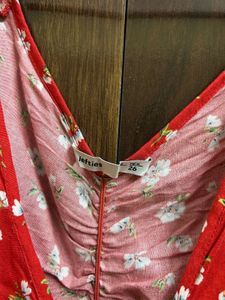 Deep Red Flowery Top