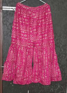 Pink Printed Kurta Set (golden work)