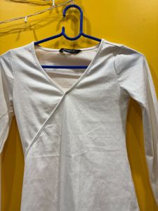 Wrap Front Ribbed Top