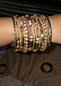 Oxidised Golden Bangles Set