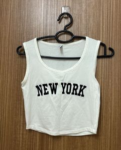 NEW YORK Sleeveless White T-shirt
