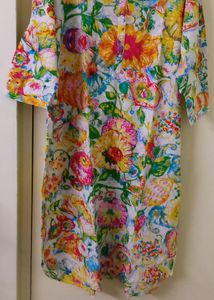 Multi Colour Floral Cotton Kurta