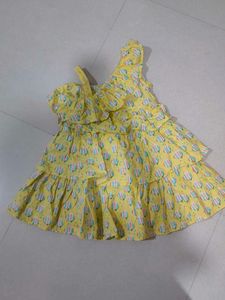 Yellow Print Ruffle Dress