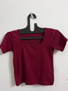 Burgundy Square Neck Top