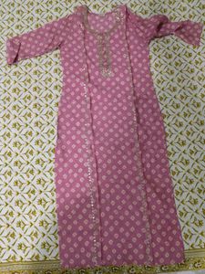 Pink Embroidered gotta patti  Kurta Set