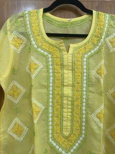 Yellow Embroidered Kurta