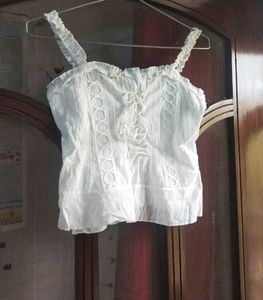 URBANIC White Lace Trim Cami Top