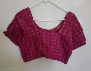 Beautiful rani pink cotton patterned Blouse