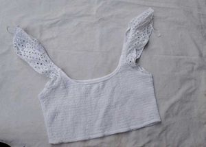 White Eyelet Crop Top